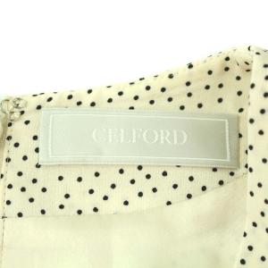 CELFORD ドットカシュクールワンピース  ロング 長袖 Vネック M 36 アイボリー ブラック CWFO211063