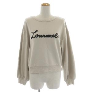 21AW コード刺繍ビジュートップス トレーナー クルーネック プルオーバー 長袖 ロゴ コットン 36 S ベージュ