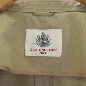 OLD ENGLAND スプリングコート ステンカラー ロング丈 ダブル シェルボタン コットン シルク混 36 ベージュ