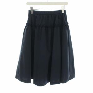 TO BE CHIC スカート ひざ丈 フレア フリル レース イージー 40 L 紺 ネイビー