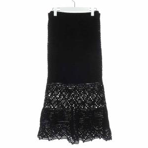 Plage 21SS Crochet スカート ニットスカート ロング マキシ コットン かぎ編み ペチコート付き 36 S 黒 ブラック