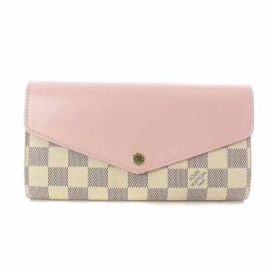 N60232 ポルトフォイユサラ ローズバレリーヌ ダミエ アズール 長財布 ピンク アイボリー