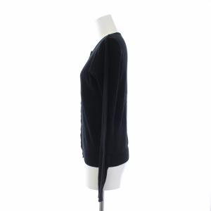 agnes b. 近年モデル 長袖 ニットカーディガン クルーネック ロゴボタン 銀ボタン 3 ブラック