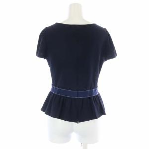 M'S GRACY 17SS カットソー 半袖 ギャザー グログランリボン バックジップ 38 M 紺 ネイビー