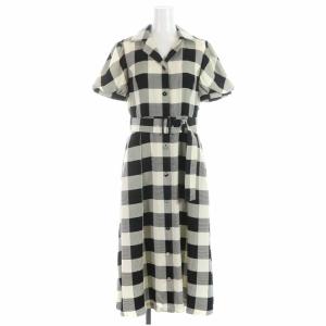 19AW シャツワンピース チェック ベルト ペチコート付き 38 ブラック