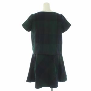 BLUE LABEL CRESTBRIDGE ワンピース ひざ丈 半袖 チェック 36 ネイビー グリーン