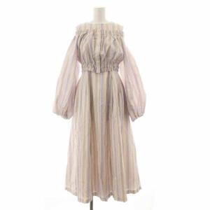 22SS ボレロ付きストライプワンピース ロング ミモレ ノースリーブ 長袖 36 S マルチカラー CWFO222016