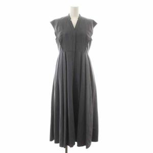 22SS サーキュラーエンブロイダリーワンピース ロング ミモレ 半袖 38 M 紺 ネイビー CWFO222020