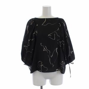 MIYUKI OHASHI コラボ 20SS ブラウス シャツ 七分袖 総柄 リボン F ブラック