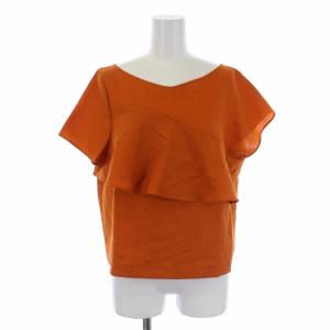 22SS リネンタッチフリルトップ カットソー 半袖 Vネック 36 S オレンジ 0321241112-00