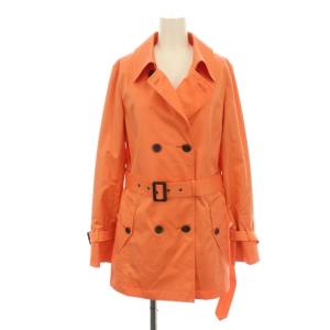 タグ付き トレンチコート ハーフ ミディアム ミドル ベルト 2way 背抜き アウター 40 L オレンジ