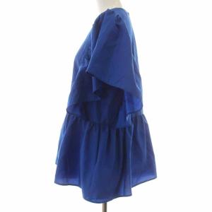 UNITED ARROWS 22SS P/C ギャザー フレアスリーブ ブラウス W シャツ 半袖 青 ブルー