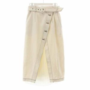 21SS レイヤードデニムスカート タイトスカート ロング ミモレ 36 S 白 ホワイト 0321121038