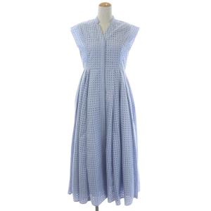 22SS サーキュラーエンブロイダリーワンピース ロング フレア ノースリーブ パンチング 36 S ライトブルー CWF0222020