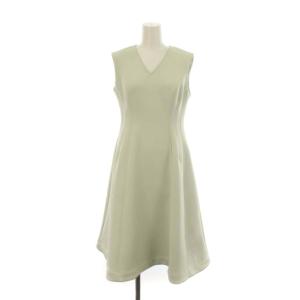 21SS ボンディングフィット&フレア ワンピース ひざ丈 ノースリーブ 36 S ライトグリーン