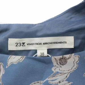 23区 22SS フラワープリントワンピース ロング マキシ 半袖 花柄 38 M ライトブルー OPWONX0861