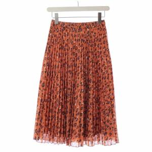 ANAYI 19AW プリーツスカート フレアスカート ミモレ丈 ロング レオパード 36 オレンジ