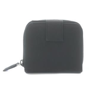 PRADA テスート 二つ折り財布 コンパクトウォレット ラウンドファスナー 三角プレート ナイロン ブラック D OH