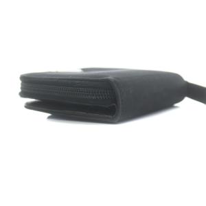 PRADA テスート 二つ折り財布 コンパクトウォレット ラウンドファスナー 三角プレート ナイロン ブラック D OH