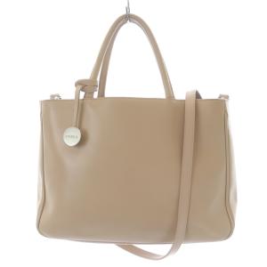 ハンドバッグ ショルダーバッグ 2WAY レザー ロゴ ピンクベージュ D