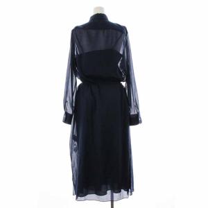 Theory 19SS summer voile belted shirtdress ワンピース ロング 長袖 シアー 6 XL ネイビー