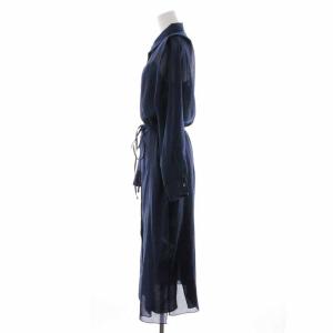 Theory 19SS summer voile belted shirtdress ワンピース ロング 長袖 シアー 6 XL ネイビー