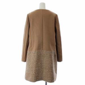 BEAUTY&YOUTH UNITED ARROWS BYTF メルトン ツイード ノーカラーコート ミドル丈 ウール M ベージュ1625-139-3355