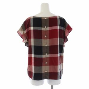 BLUE LABEL CRESTBRIDGE 21SS ブラウス シャツ 半袖 袖フリル チェック 38 M レッド ブラック