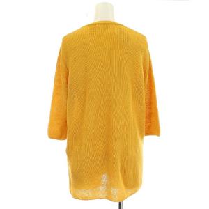 GALERIE VIE 20SS リネン ニット 麻100% Vネック 七分袖 S 黄色 イエロー