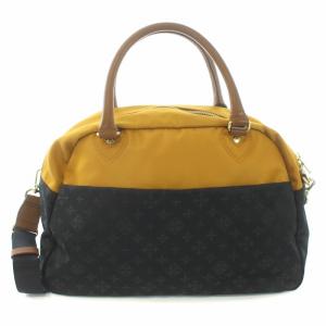 russet ハンドバッグ ショルダーバッグ ボストンバッグ 2way ナイロン 総柄 切替 ブラック マスタード