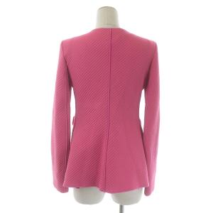 EMPORIO ARMANI ノーカラージャケット シングル キルティング 裏地ストライプ 38 M ピンク