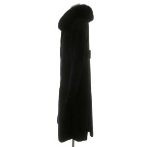 Harrods コート ロング丈 カシミヤ ファー フォックス 2 ブラック