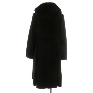 Harrods コート ロング丈 カシミヤ ファー フォックス 2 ブラック