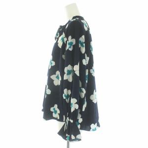 Grace Class 21SS ブラウス シャツ ボウタイ 長袖 花柄 36 S 紺 ネイビー