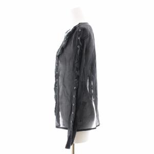 Chloe ブラウス シャツ シルク 長袖 フリル レース切替 38 ブラック