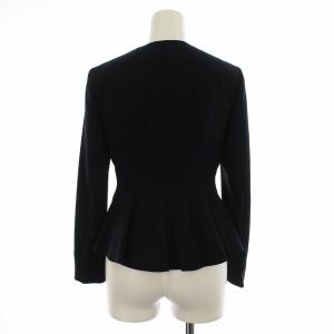 ANAYI 21AW ストレッチクロスフレアジャケット ノーカラー 34 XS ネイビー タグ付き
