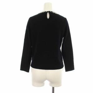 ANAYI 22SS グラデーションパールクルーネックプルオーバー ニット セーター 七分袖 38 M ブラック