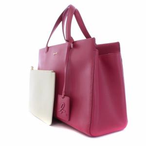 agnes b. ハンドバッグ トートバッグ ポーチ付き レザー ピンク