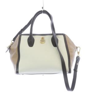 ハンドバッグ ショルダーバッグ 2WAY レザー 白 茶 ホワイト ブラウン