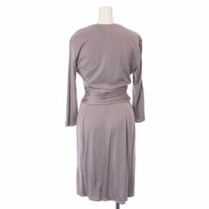 ISSA LONDON ワンピース 長袖 Vネック フレア ひざ丈 シルク 6 S パープル