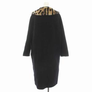 Grace Class 20AW ウールコート フェイクファー襟 ヒョウ柄 アウター 34 S 黒 ブラック
