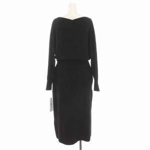 Diagram GRACE CONTINENTAL 20AW タイトスカートニットワンピース ロング Vネック 長袖 ベルト付き 36 S ブラック