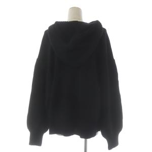 Diagram GRACE CONTINENTAL 20AW 畦パーカーニットトップ ハーフジップ 長袖 ボリュームスリーブ フード スリット ポンポン ウール 36 S 黒