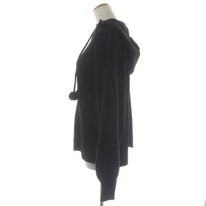 Diagram GRACE CONTINENTAL 20AW 畦パーカーニットトップ ハーフジップ 長袖 ボリュームスリーブ フード スリット ポンポン ウール 36 S 黒