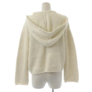 Diagram GRACE CONTINENTAL 20AW ルーズフード刺繍ニットトップ パーカー プルオーバー 長袖 リブ シアー ウール混 リネン混 36 S アイボリー