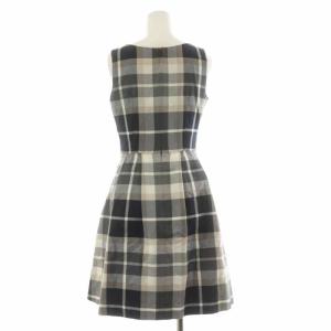 BLUE LABEL CRESTBRIDGE 21SS ワンピース ひざ丈 ノースリーブ リボン チェック 34 XS 紺 ネイビー