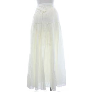 CASA FLINE organic cotton ロングスカート ギャザーフレア イージー ベルト 麻混 リネン混 F 白 ホワイト 1182304027