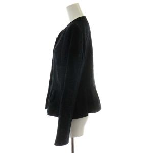 Leilian スーツ セットアップ 上下 ノーカラージャケット フレアスカート ひざ丈 ウール 11 M ブラック