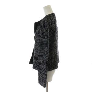 Leilian スーツ セットアップ 上下 ジャケット フレアスカート ひざ丈 コサージュ付き 11 L ブラック ホワイト