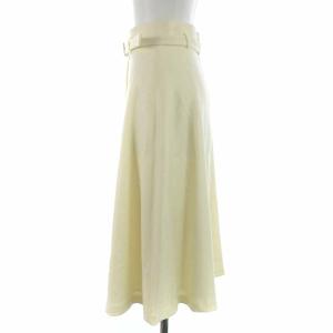 ANAYI 18SS フレアスカート ひざ丈 ウール混 ベルト 36 アイボリー